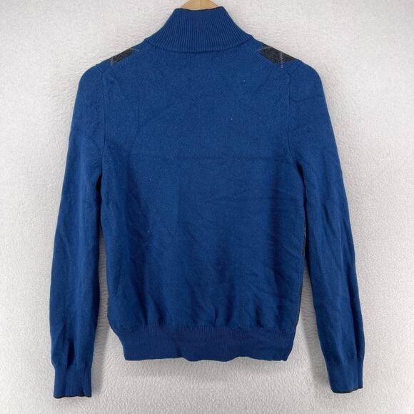 BANANA REPUBLIC Sweater Mens S Cardigan Extra Fine Wool Argyle Full Zip Blue - Picture 3 of 13